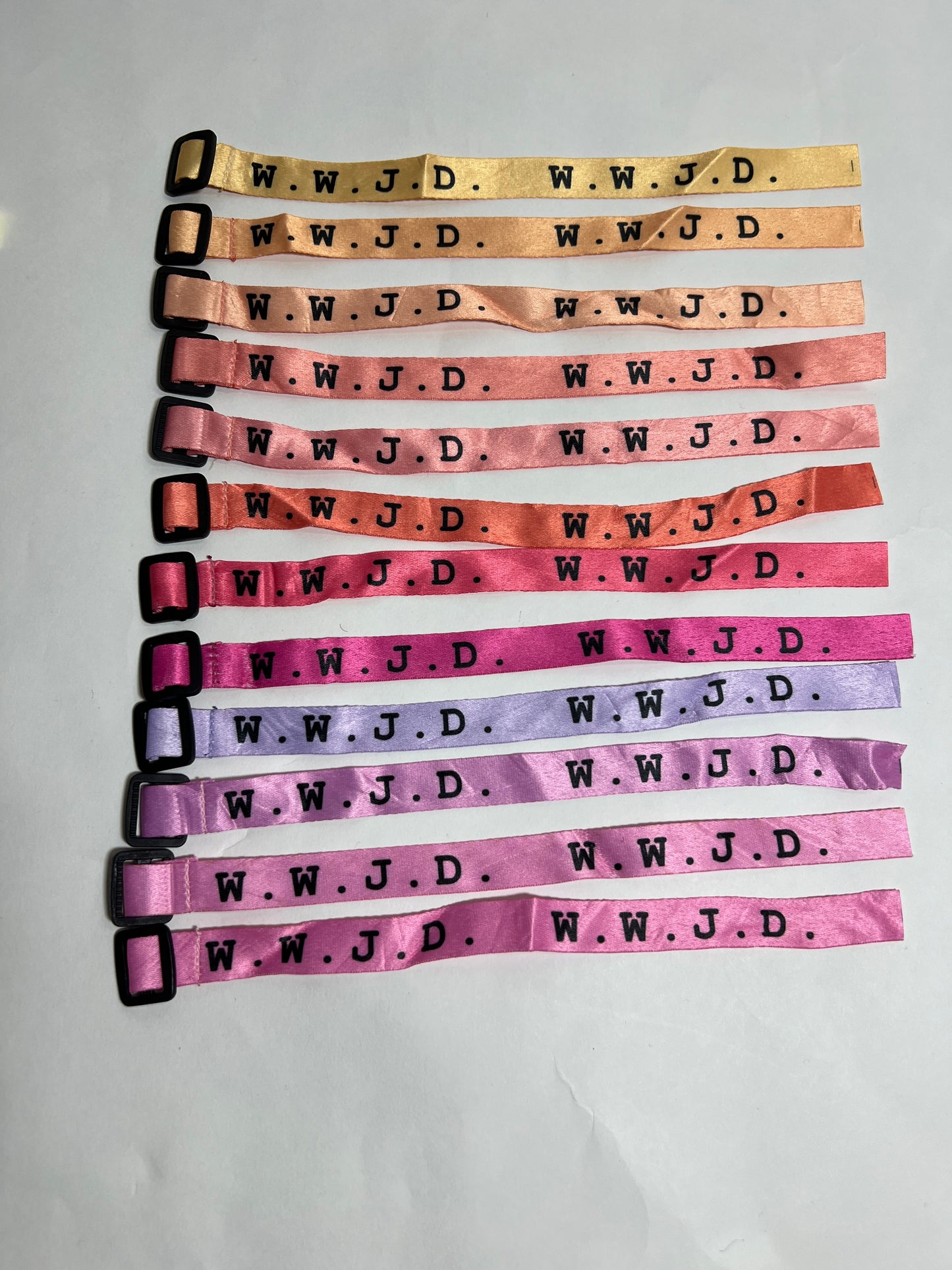 WWJD Webbing Spring Colored Bracelets